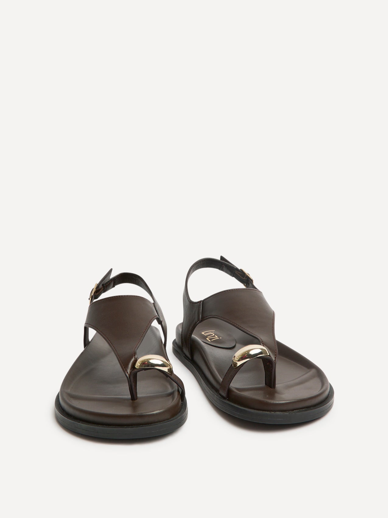 Latch Brown Toe Ring Flat Sandals
