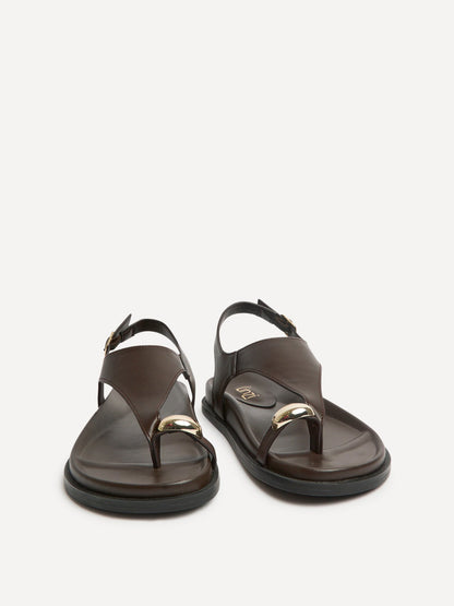 Latch Brown Toe Ring Flat Sandals
