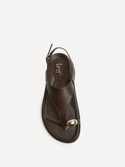 Latch Brown Toe Ring Flat Sandals