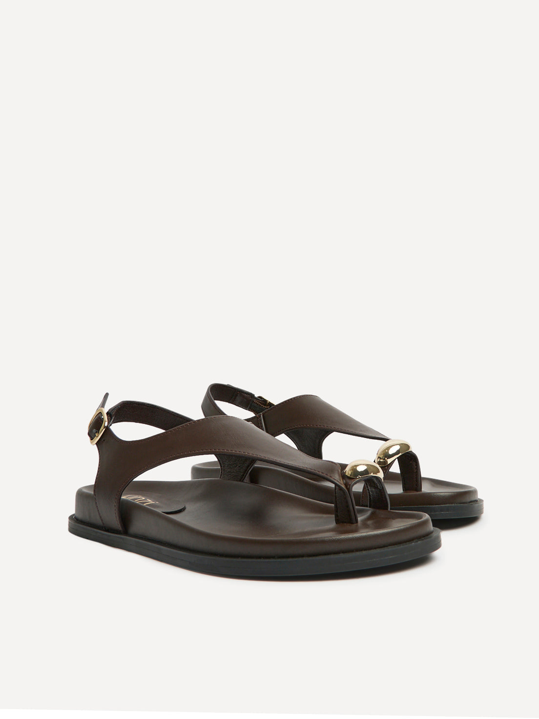 Latch Brown Toe Ring Flat Sandals