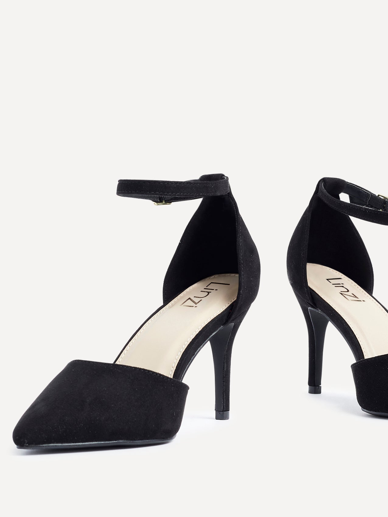 Lavora Wide Fit Black Faux Suede Court Heels
