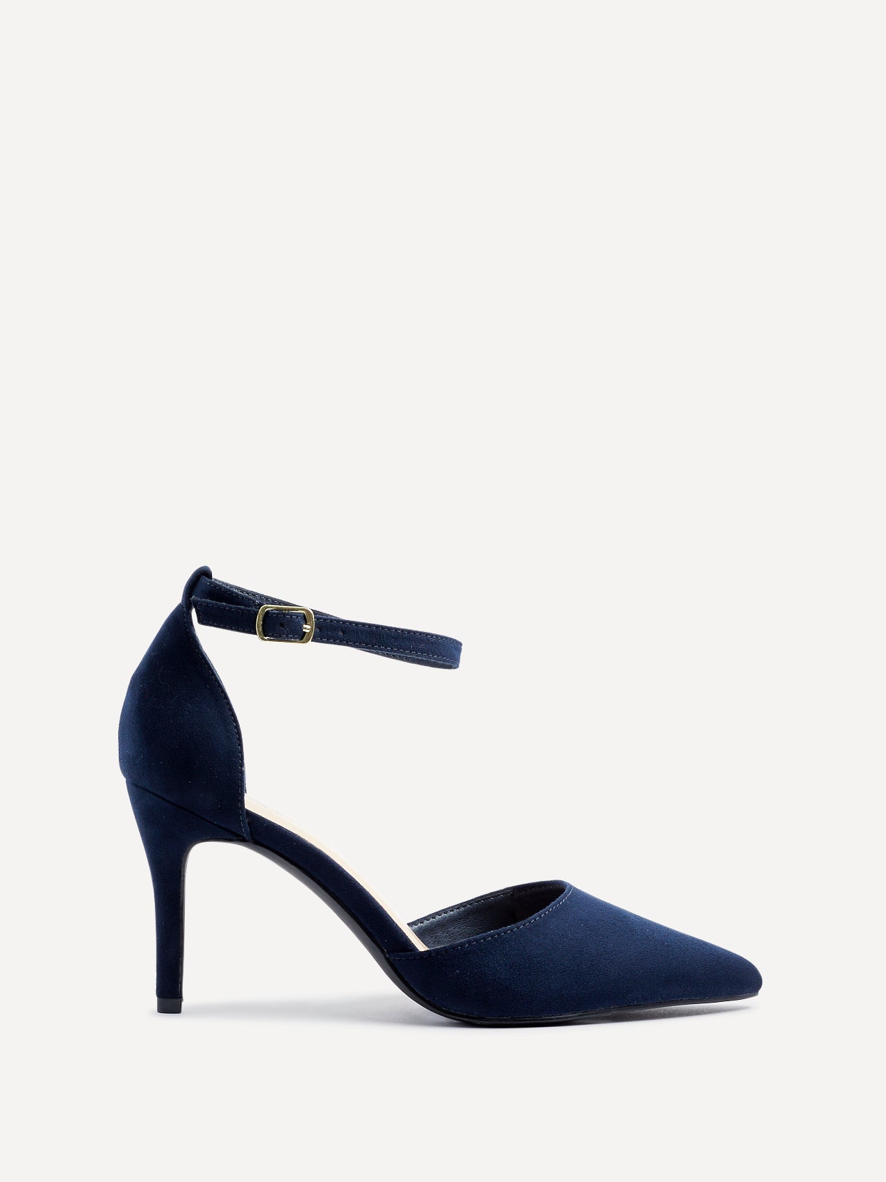 Lavora Wide Fit Navy Faux Suede Court Heels