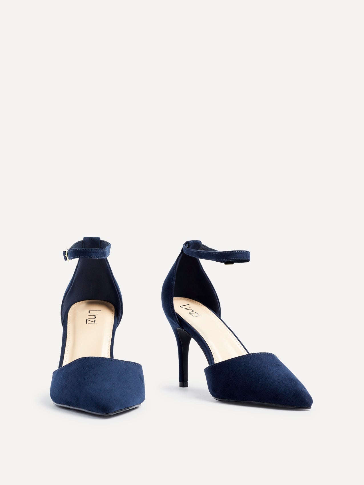 Lavora Wide Fit Navy Faux Suede Court Heels