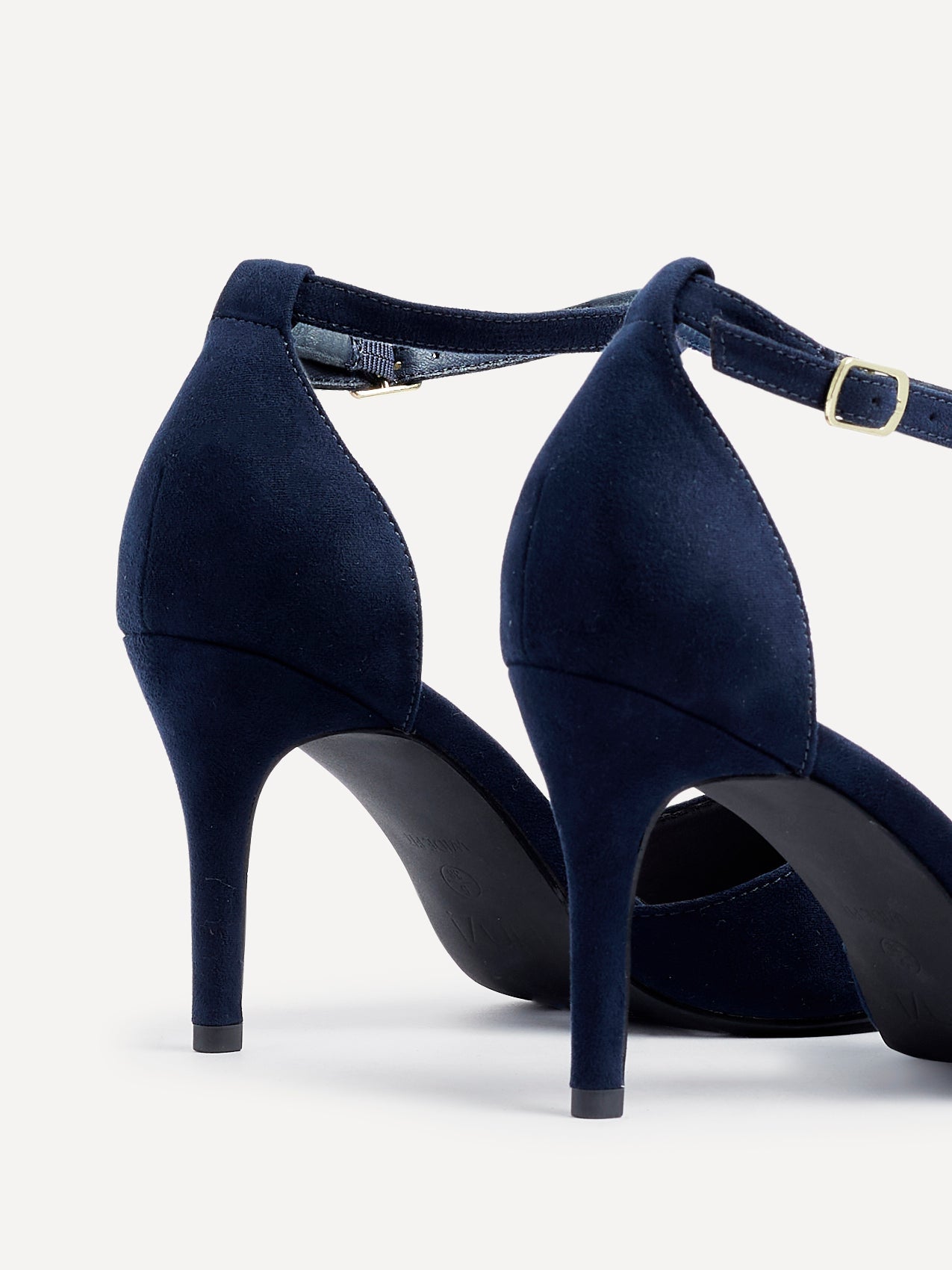 Lavora Wide Fit Navy Faux Suede Court Heels