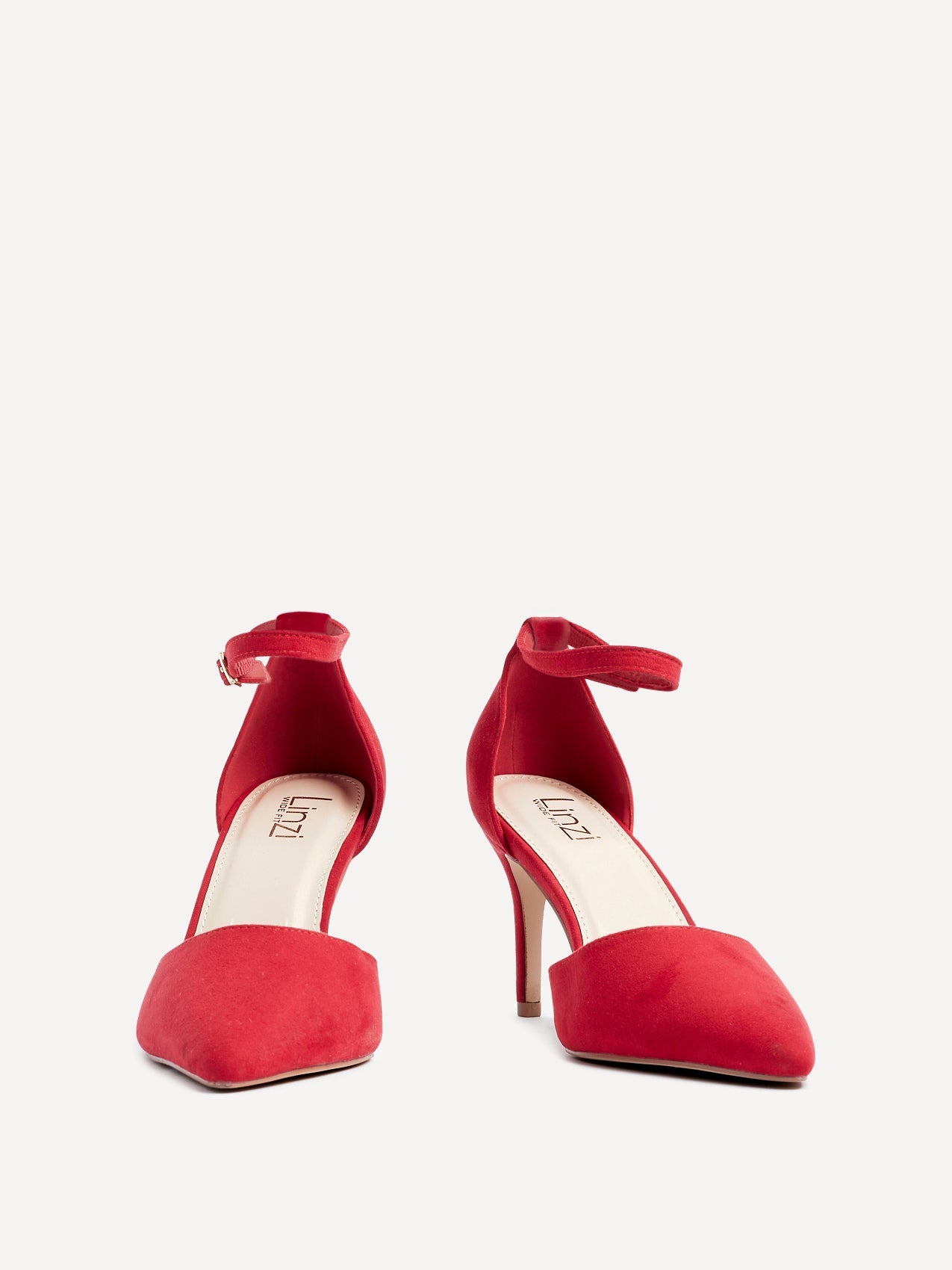 Lavora Wide Fit Red Faux Suede Court Heels