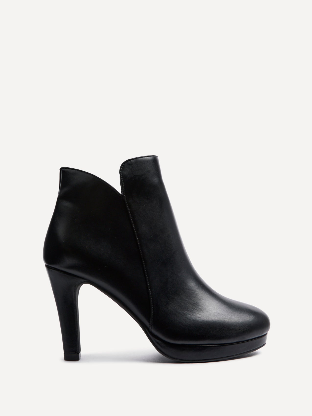 Layara Black Faux Leather Platform Ankle Boots