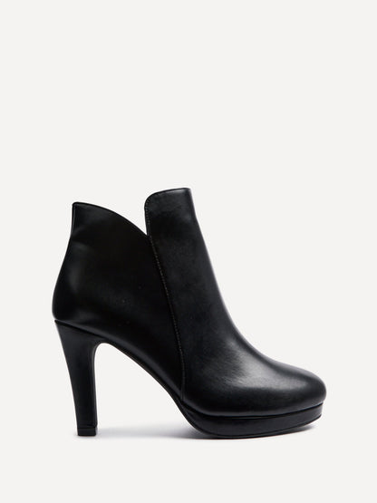 Layara Black Faux Leather Platform Ankle Boots