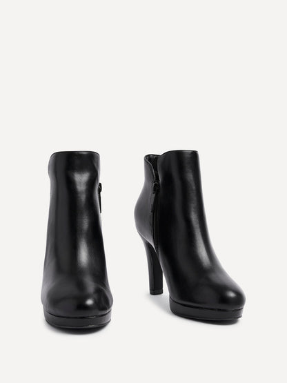 Layara Black Faux Leather Platform Ankle Boots