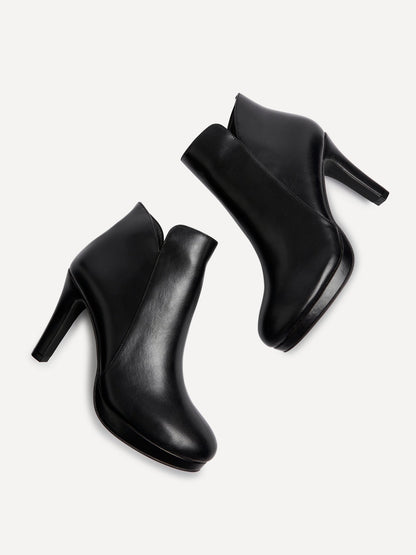 Layara Black Faux Leather Platform Ankle Boots