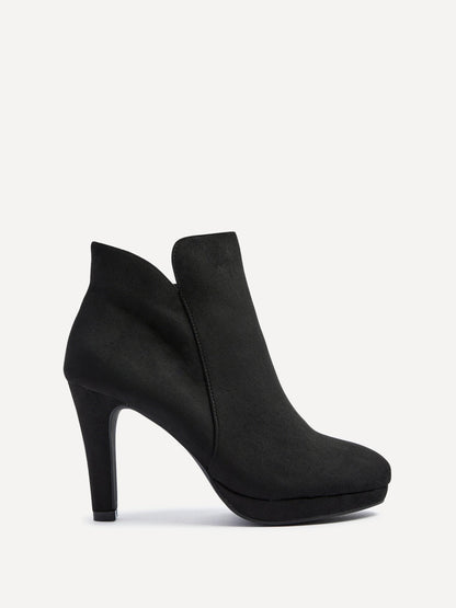 Layara Black Faux Suede Platform Ankle Boots