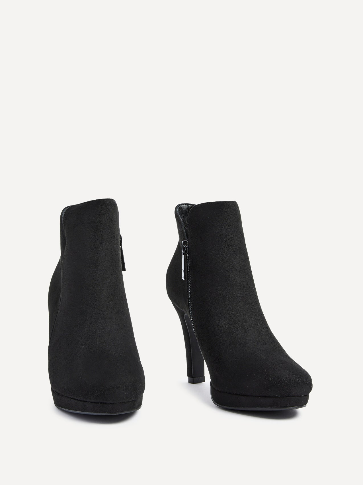 Layara Black Faux Suede Platform Ankle Boots