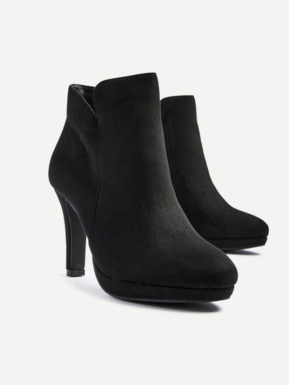 Layara Black Faux Suede Platform Ankle Boots