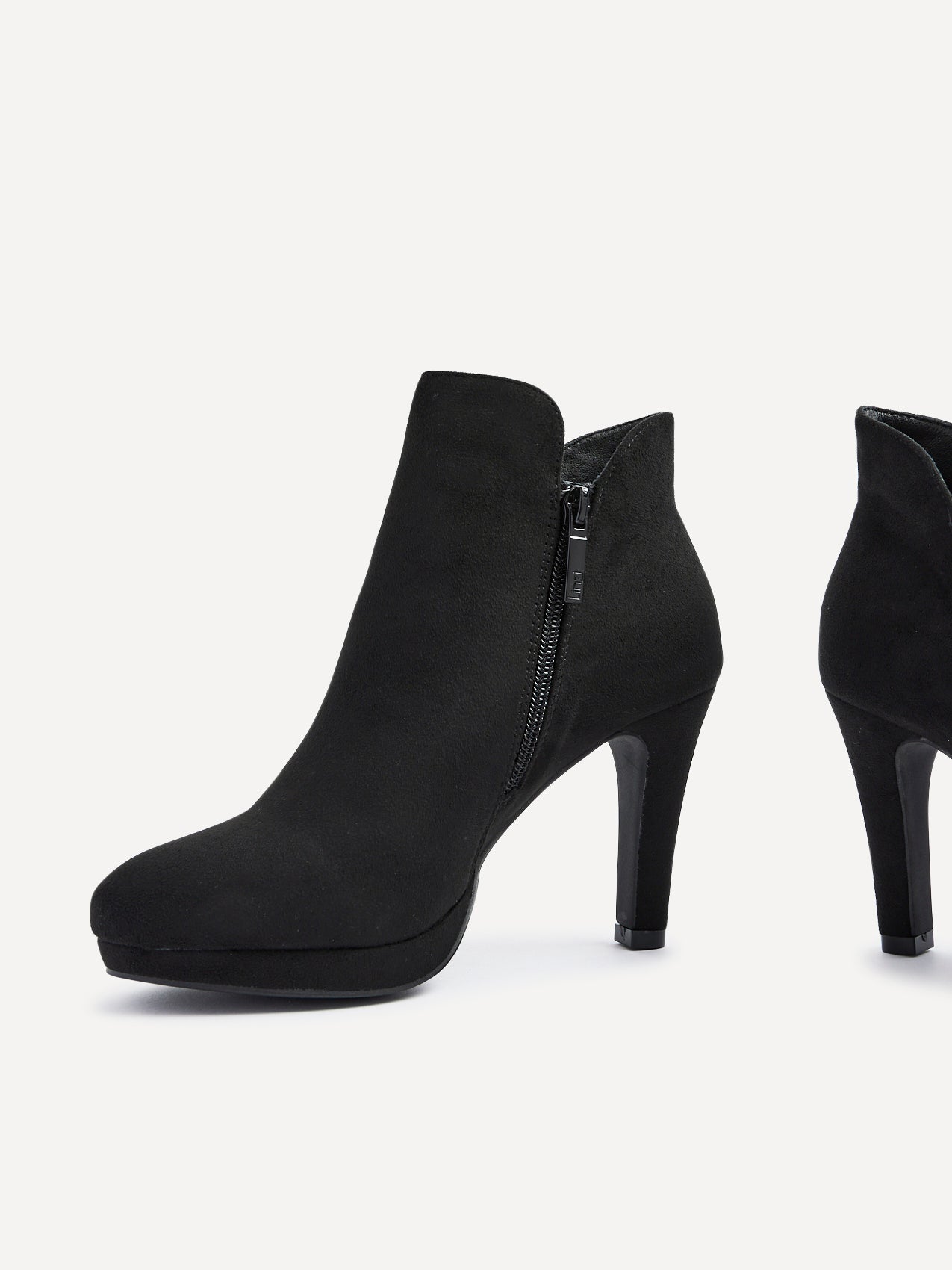 Layara Black Faux Suede Platform Ankle Boots