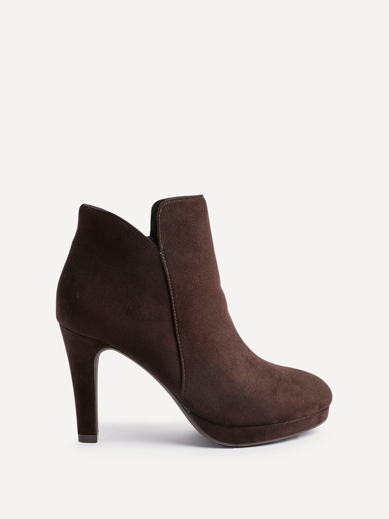 Layara Brown Faux Suede Platform Ankle Boots