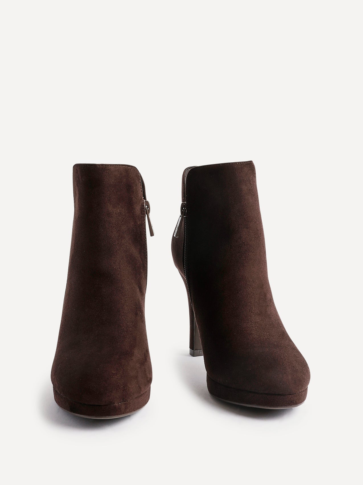 Layara Brown Faux Suede Platform Ankle Boots