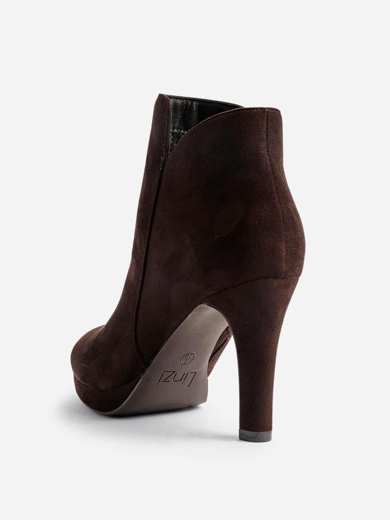 Layara Brown Faux Suede Platform Ankle Boots