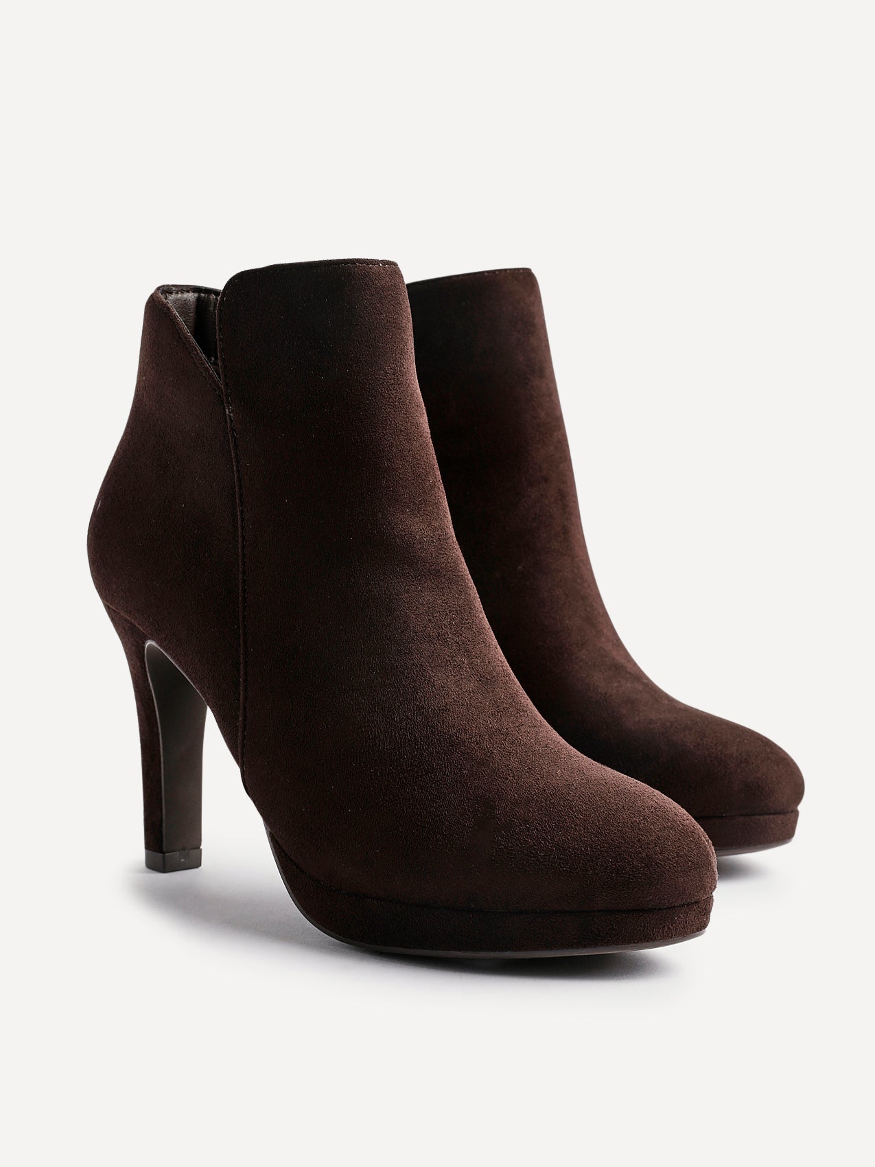Layara Brown Faux Suede Platform Ankle Boots