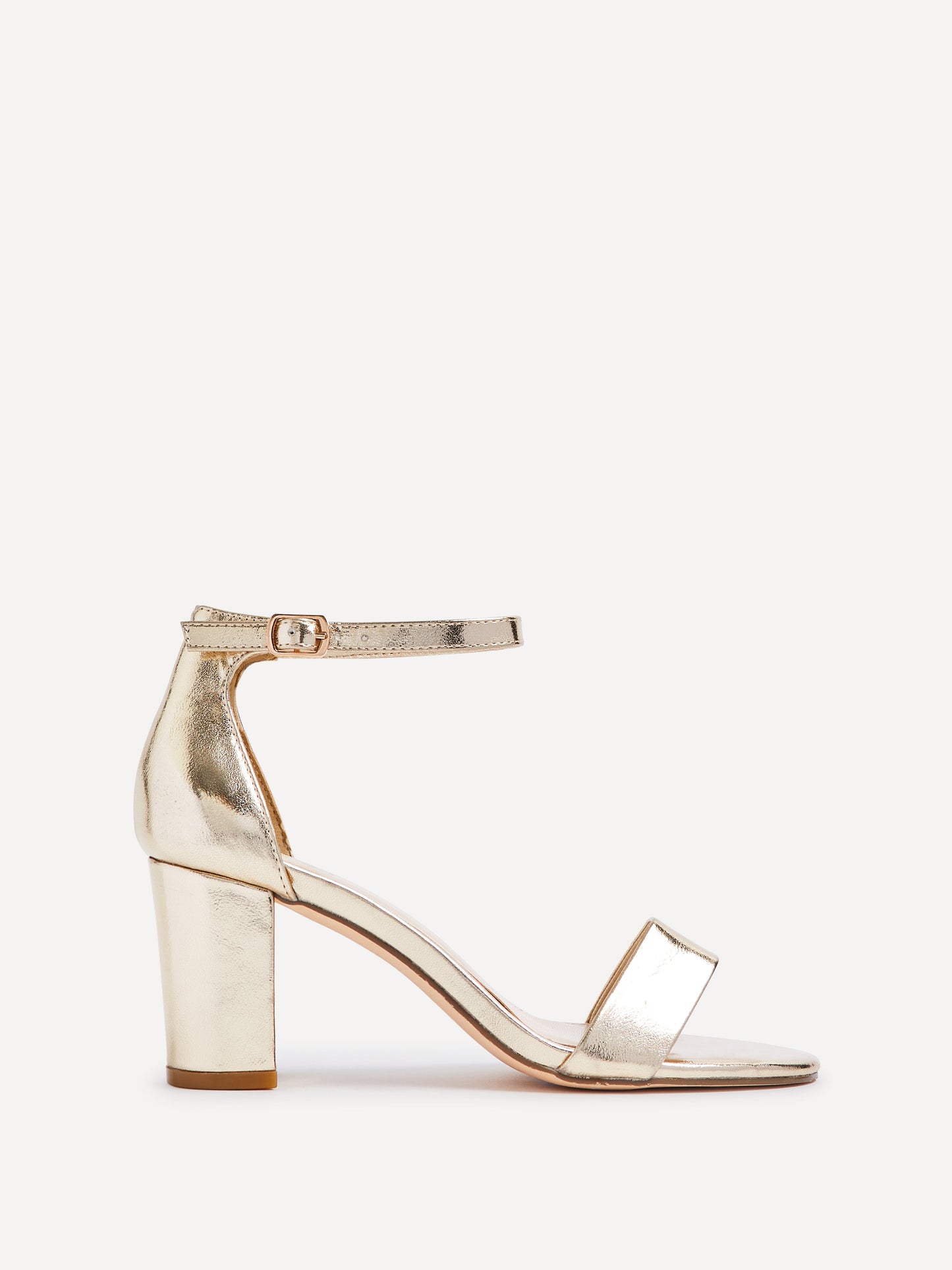 Legacy Wide Fit Gold Faux Leather Block Heels