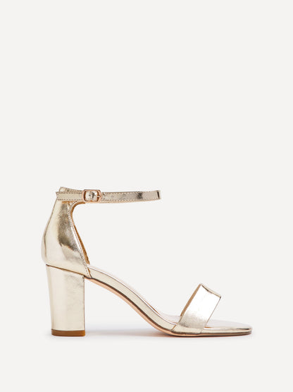 Legacy Wide Fit Gold Faux Leather Block Heels