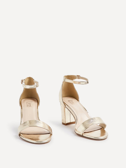 Legacy Wide Fit Gold Faux Leather Block Heels