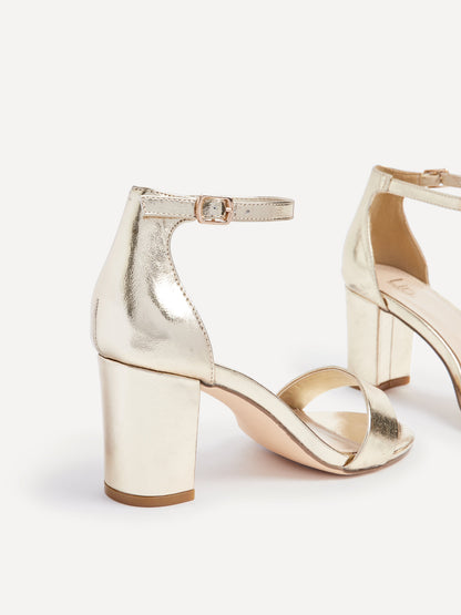 Legacy Wide Fit Gold Faux Leather Block Heels