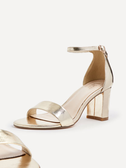 Legacy Wide Fit Gold Faux Leather Block Heels