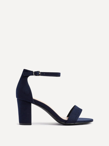 Legacy Wide Fit Navy Faux Suede Block Heels