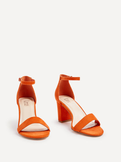 Legacy Wide Fit Orange Faux Suede Block Heels