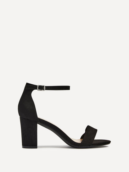 Legacy Wide Fit Black Faux Suede Block Heels