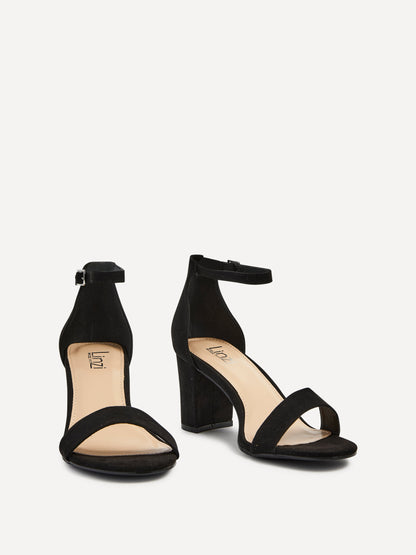 Legacy Wide Fit Black Faux Suede Block Heels
