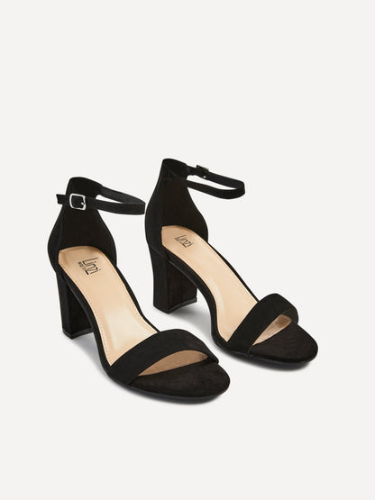 Legacy Wide Fit Black Faux Suede Block Heels