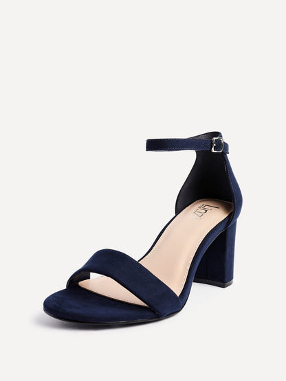 Legacy Wide Fit Navy Faux Suede Block Heels