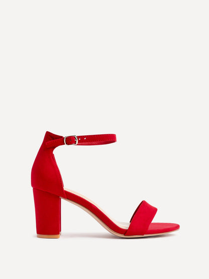 Legacy Wide Fit Red Faux Suede Block Heels