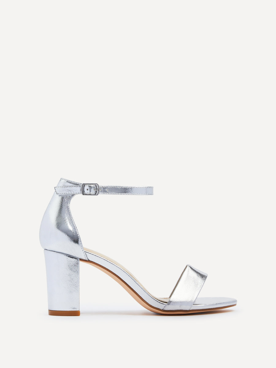 Legacy Wide Fit Silver Faux Leather Block Heels