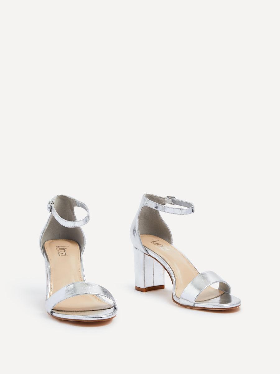 Legacy Wide Fit Silver Faux Leather Block Heels