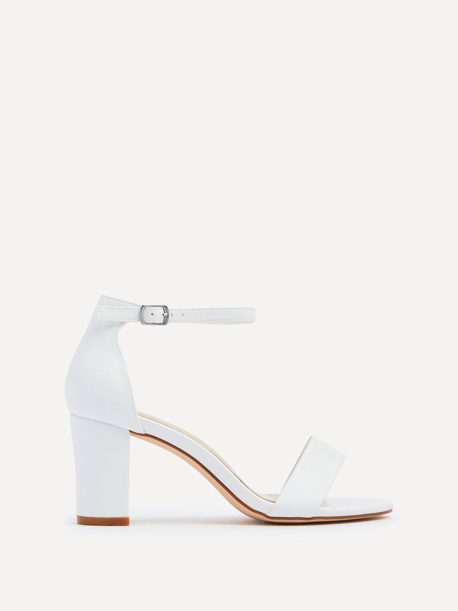 Legacy Wide Fit White Faux Leather Block Heels