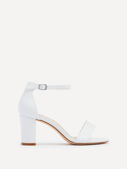 Legacy Wide Fit White Faux Leather Block Heels