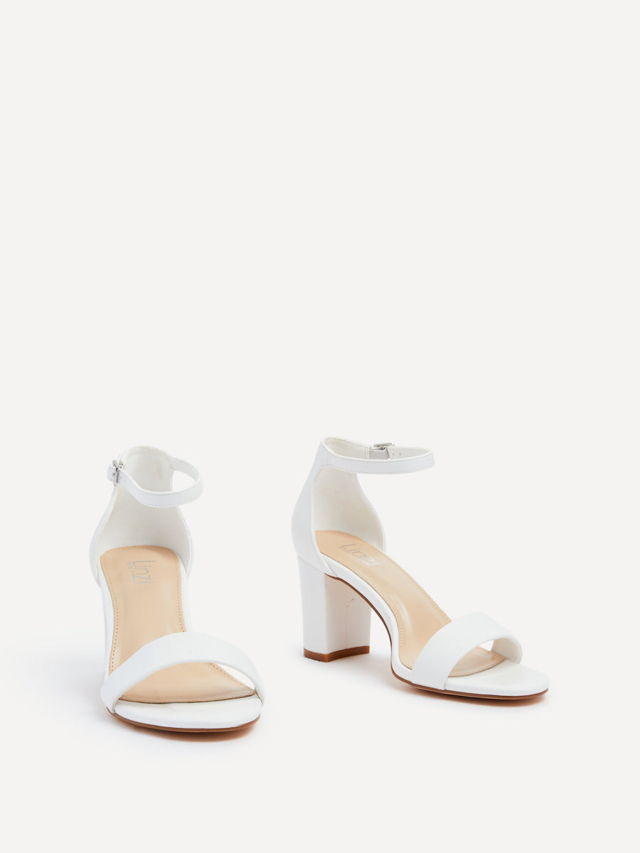Legacy Wide Fit White Faux Leather Block Heels