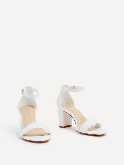 Legacy Wide Fit White Faux Leather Block Heels