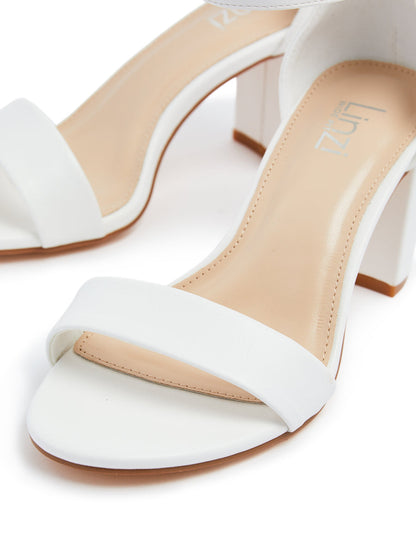 Legacy Wide Fit White Faux Leather Block Heels