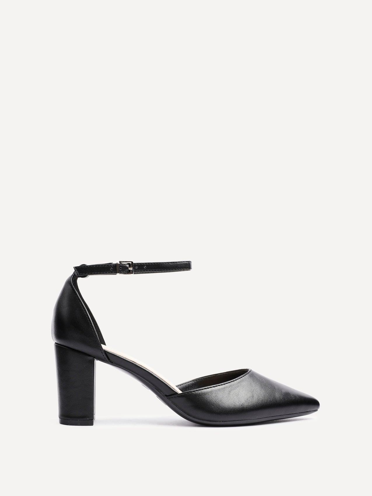 Leona Black Faux Leather Court Heels