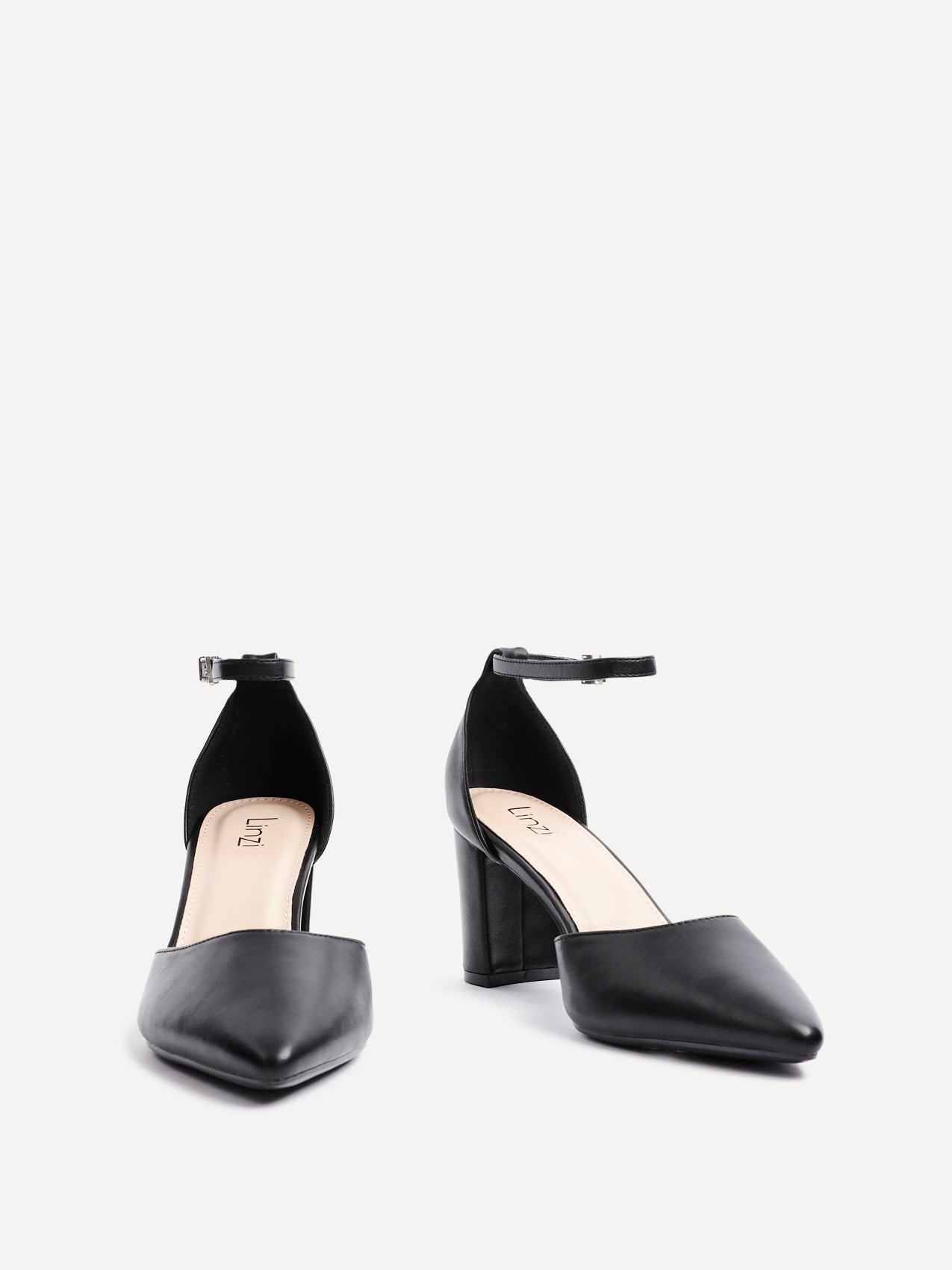 Leona Black Faux Leather Court Heels