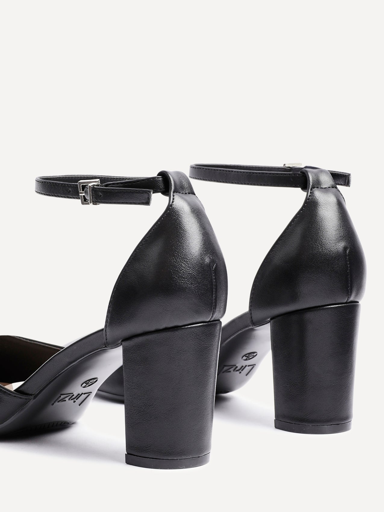 Leona Black Faux Leather Court Heels