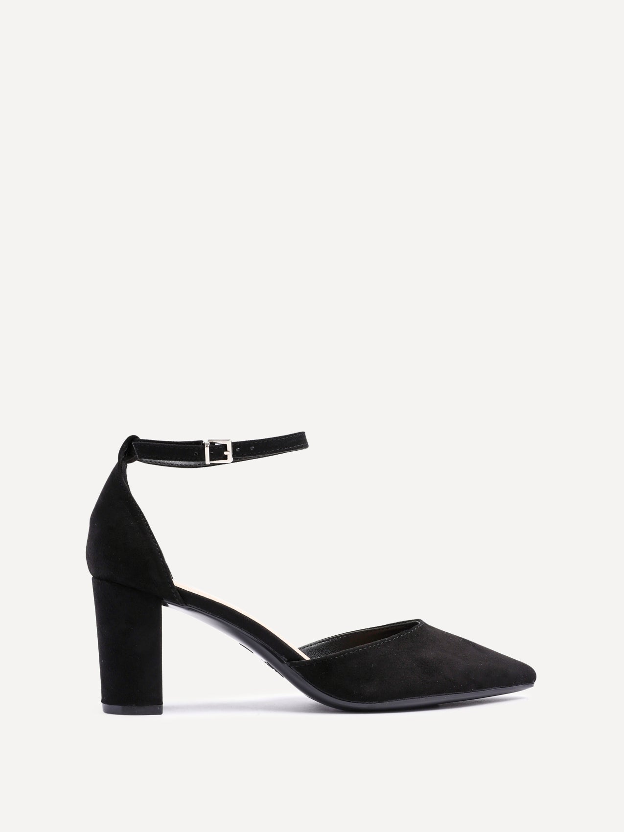 Leona Black Faux Suede Court Heels