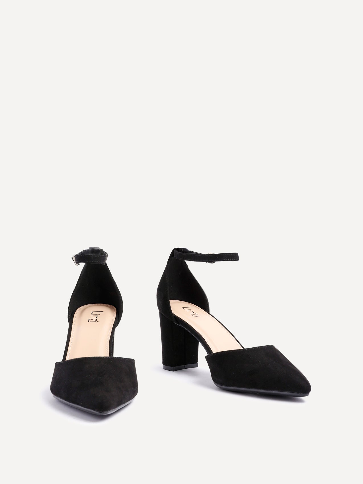 Leona Black Faux Suede Court Heels