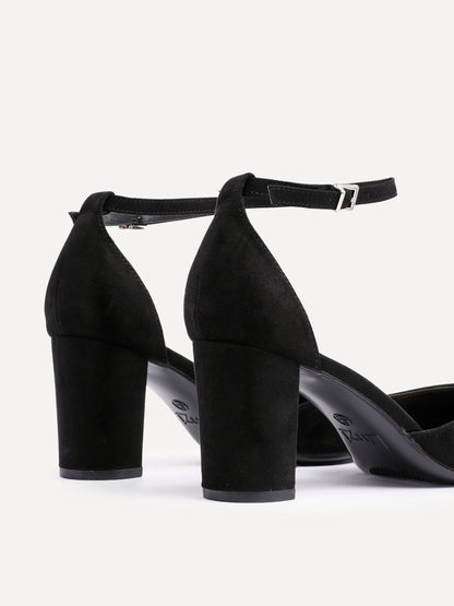 Leona Black Faux Suede Court Heels