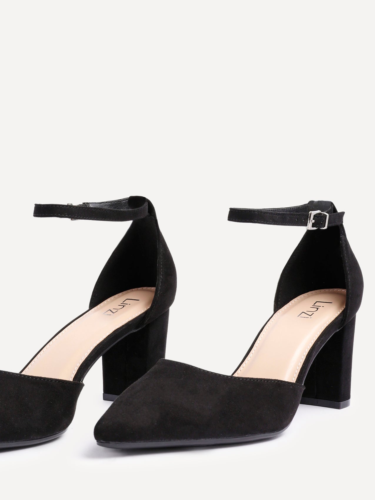 Leona Black Faux Suede Court Heels