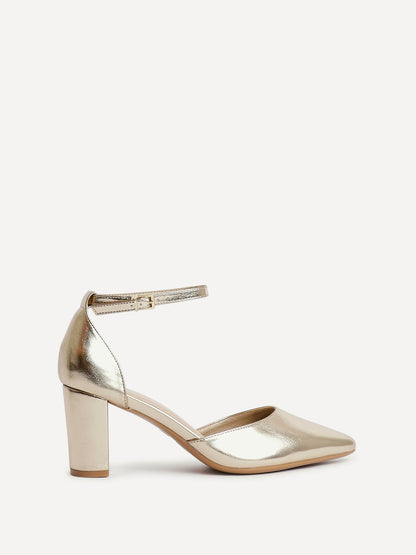 Leona Gold Faux Leather Court Heels