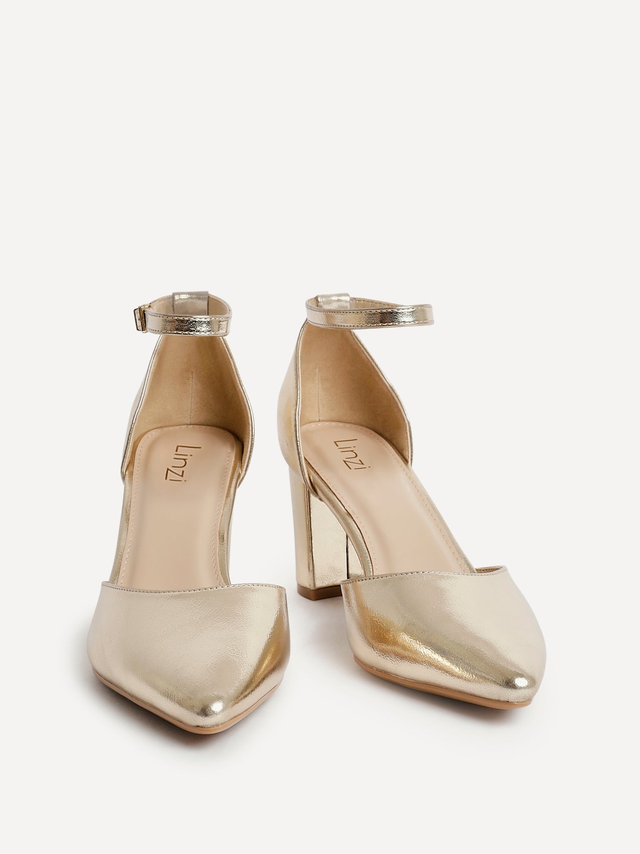 Leona Gold Faux Leather Court Heels
