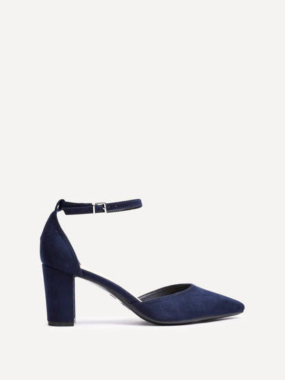 Leona Navy Faux Suede Court Heels